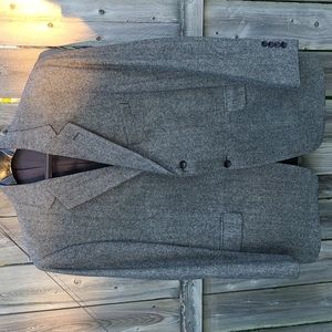 Wool Suit Coat with Herringbone Pattern